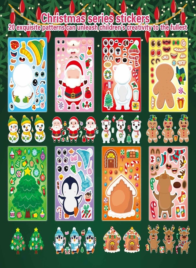 DUJAA 32 Sheets Christmas Stickers for Kids, Make Your Own Santa Claus Snowman Penguin Gingerbread Man Reindeer Face Stickers, Xmas Party Games Sticker Christmas Stocking Stuffer - Image 4